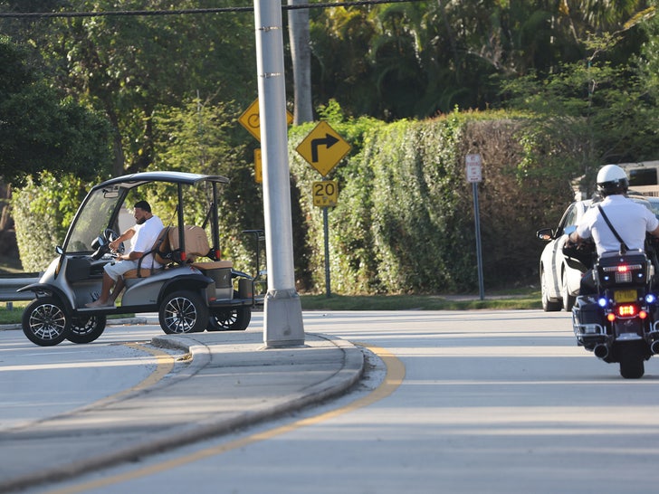 dj khaled in gold cart pulled over 2