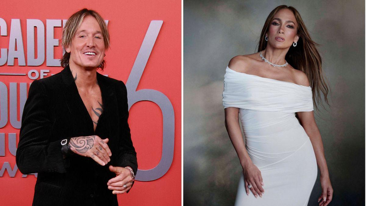 Split photos of Keith Urban and Jennifer Lopez