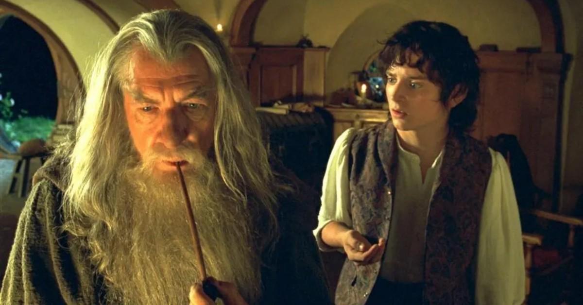 Photo of Gandalf and Frodo played by Elijah Wood and Ian McKellen