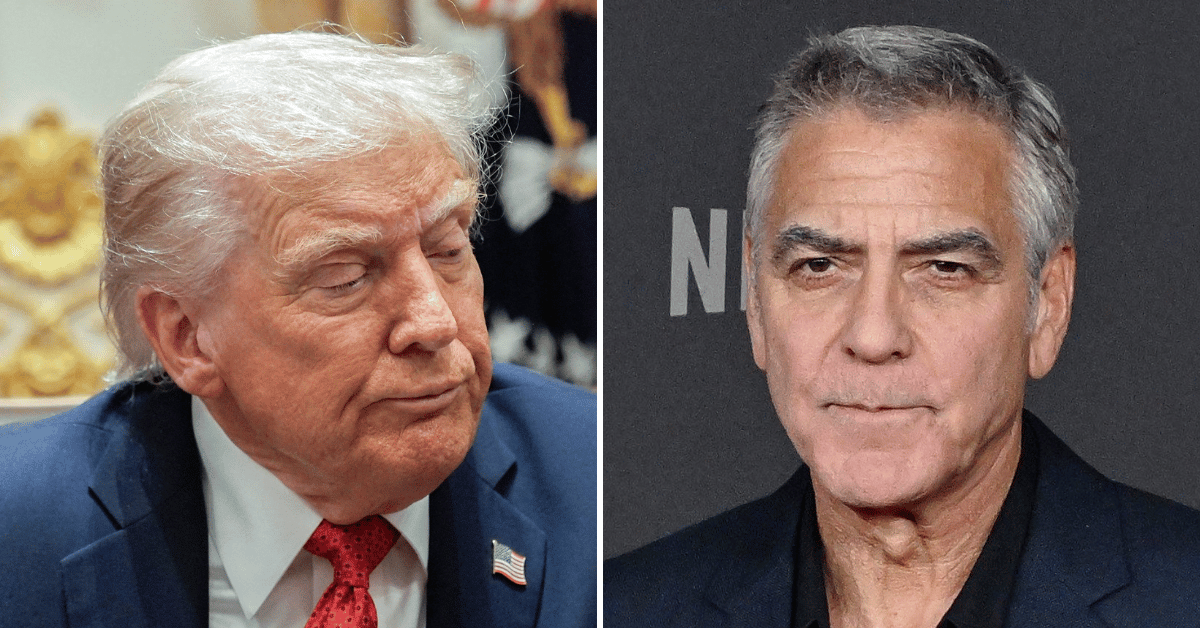 Split photo of Donald Trump and George Clooney