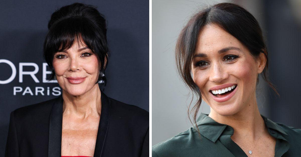 Split photo of Meghan Markle and Kris Jenner