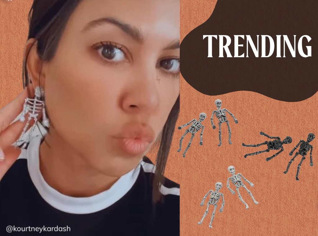 Shop Kourtney Kardashian BaubleBar Halloween Skeleton Earrings
