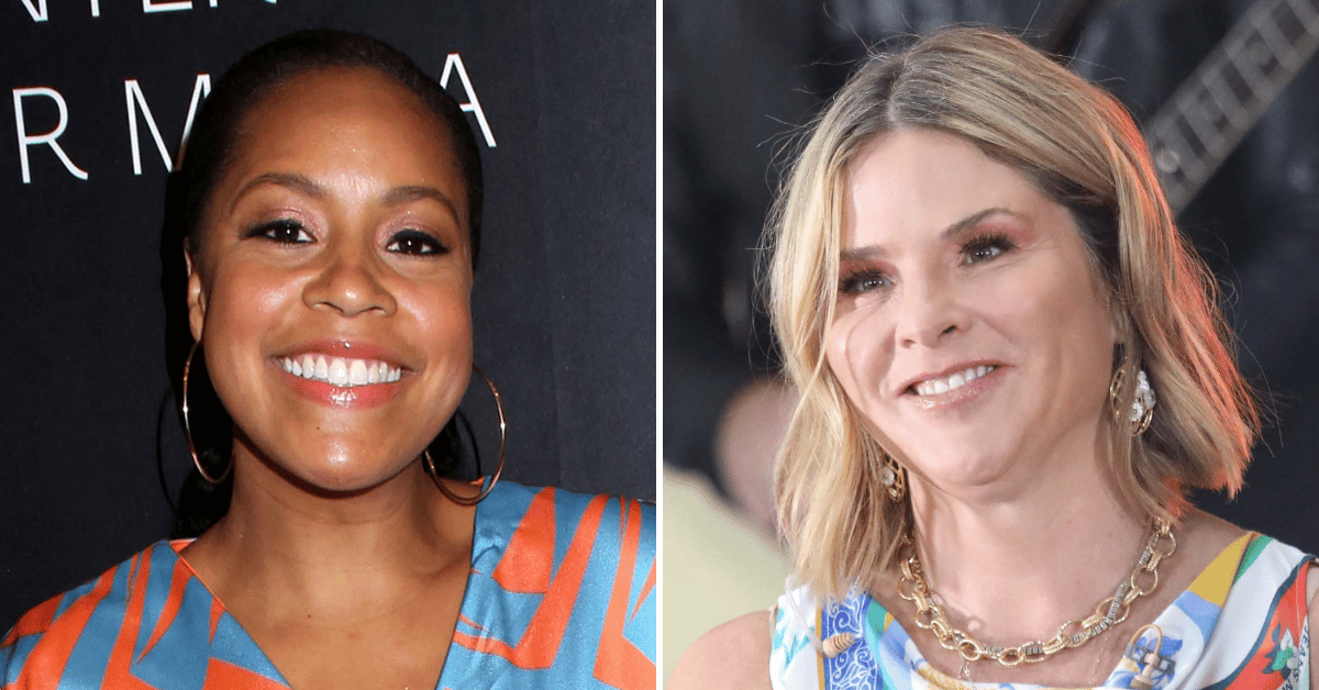 Split photo of Sheinelle Jones, Jenna Bush Hager