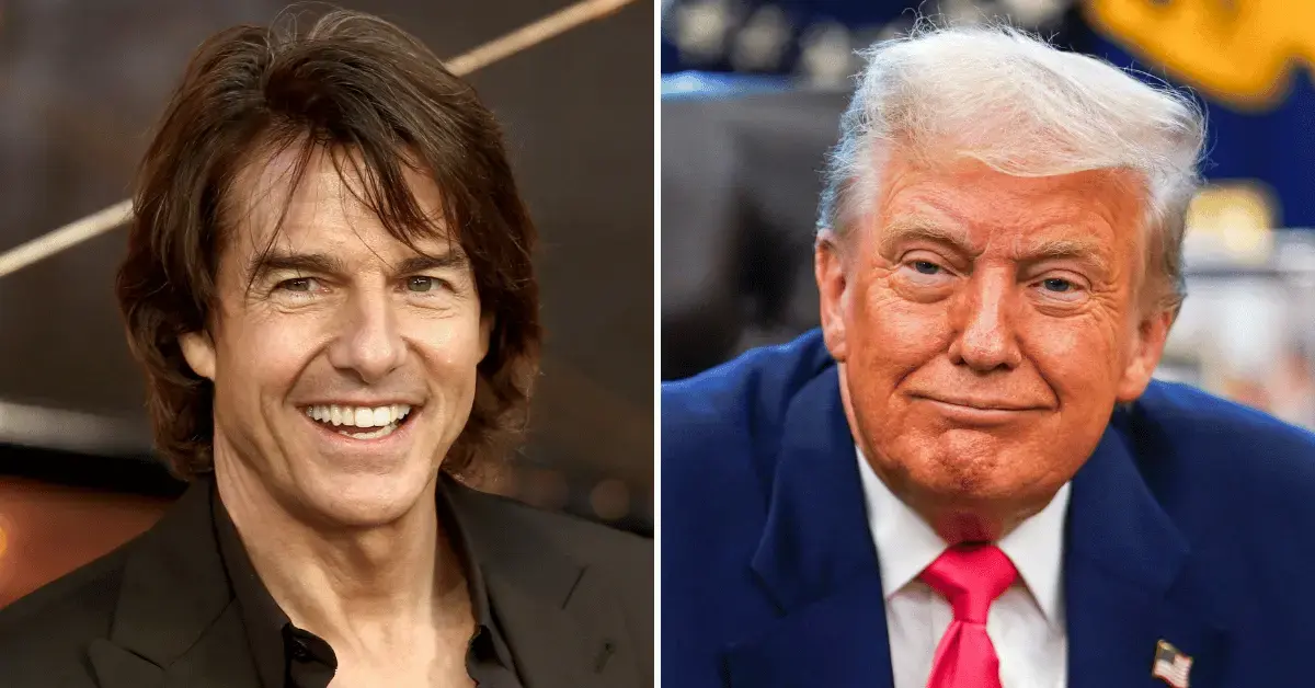 Split photo of Tom Cruise, Donald Trump