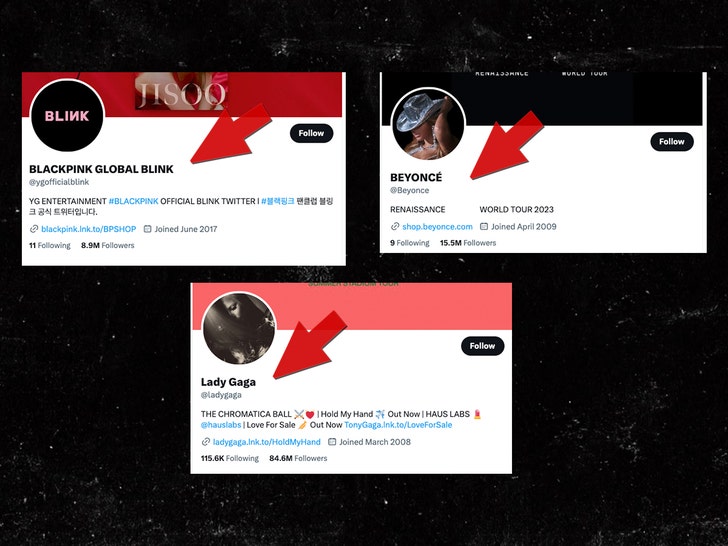 beyonce black pink and lady gaga no blue check mark twitter