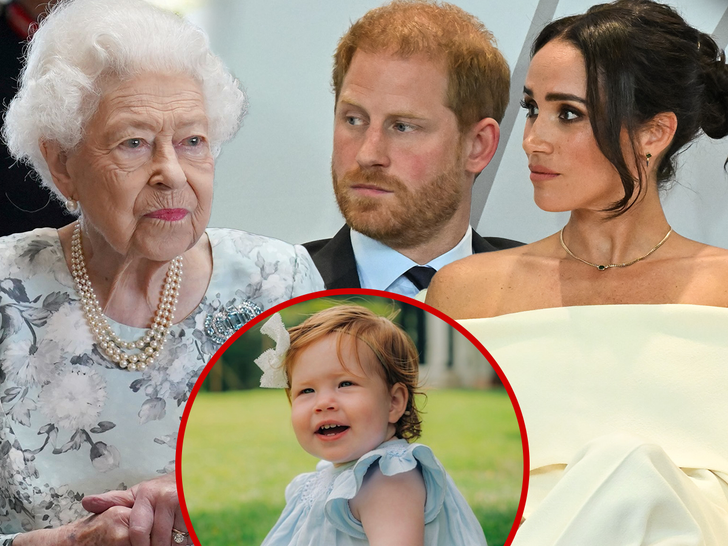 queen elizebeth left serious-neutral facing off with prince harry & meghan markle