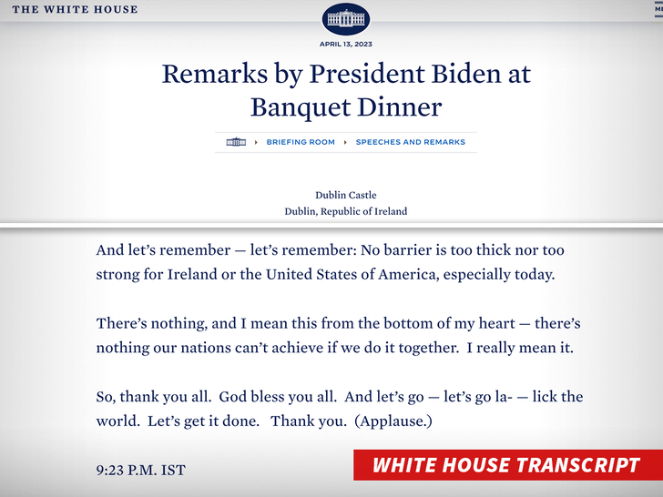 President Biden at Banquet Dinner white house transcript