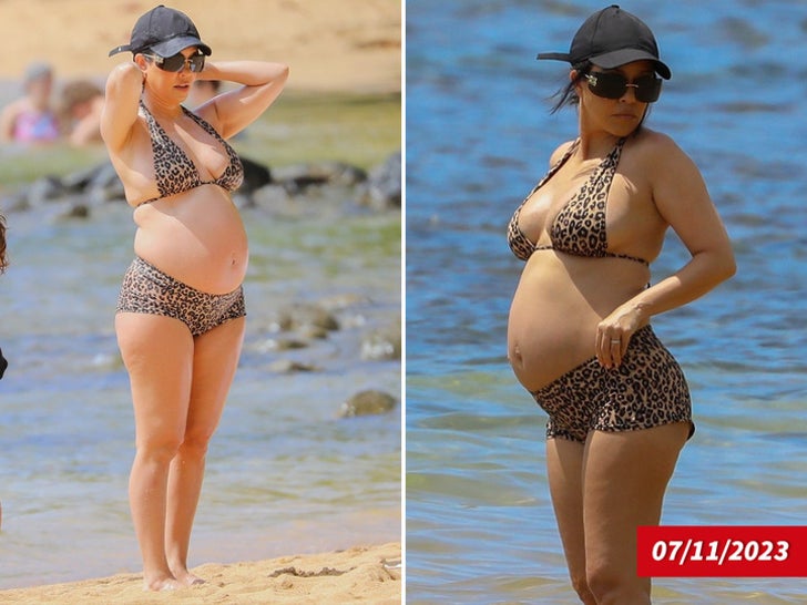 Kourtney Kardashian Shows Off Baby Bump On Hawaii Beach