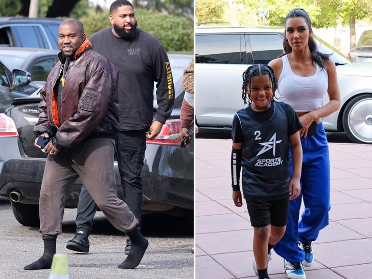 4c9547de391142369b0b8f9db5c6d0a5_md Kim and Kanye seen arriving at Saint's basketball game