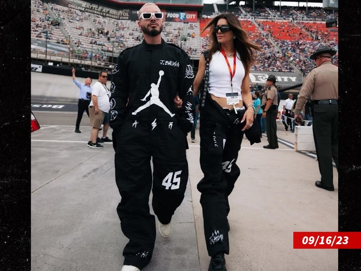 j balvin, valentina ferrer. swipe AT NASCAR CUP SERIES