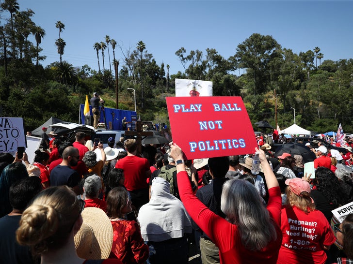 Protesters at Dodgers’ Pride Night
