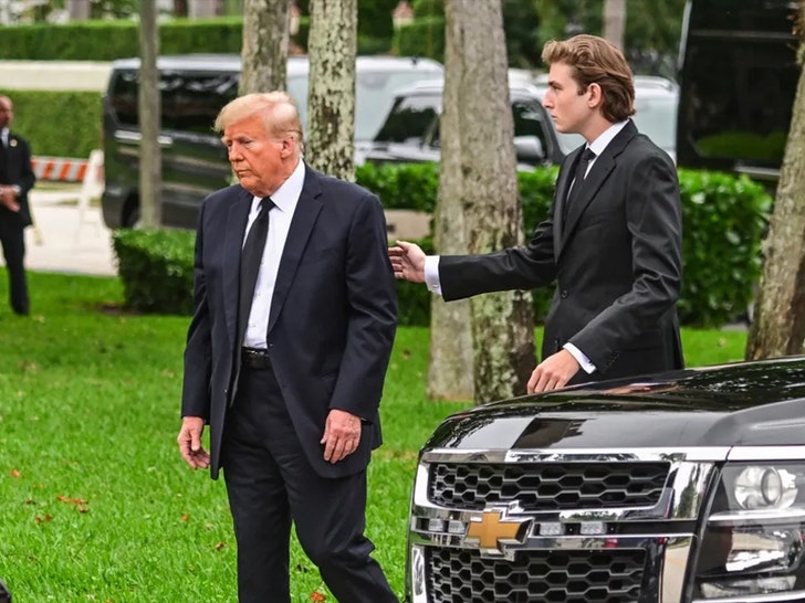 donald trump and Barron Trump at Amalija Knavs funeral