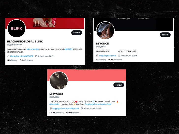 beyonce black pink and lady gaga no blue check mark twitter 1