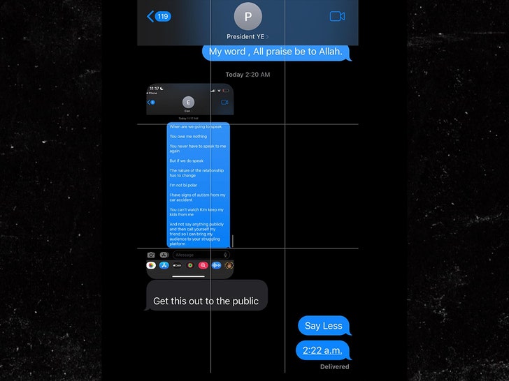 elon musk and kanye west texts insta 2