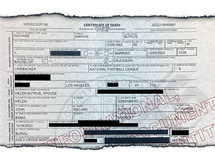 dick butkus death certificate launch