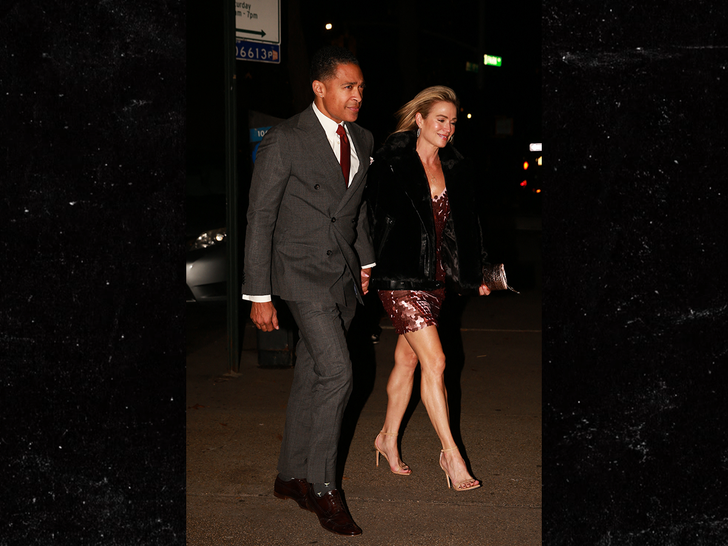 Amy Robach and TJ Holmes seen attending a wedding reception for Jennifer Long & Reid Sterrett