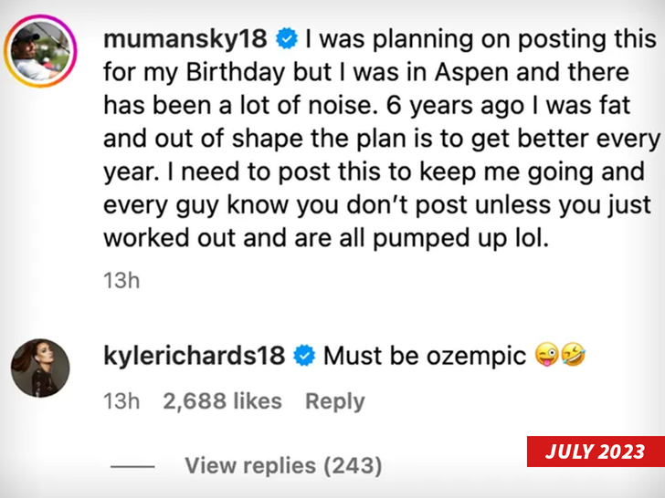 kylie richards instagram comment .