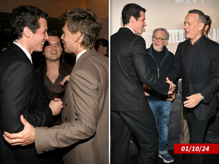 Callum Turner Austin Butler Steven Spielberg and Tom Hanks