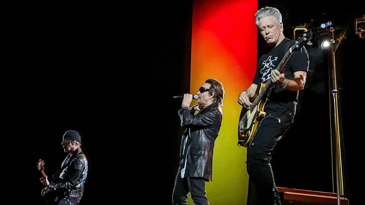 Photo of  Bono, The Edge, Adam Clayton of U2