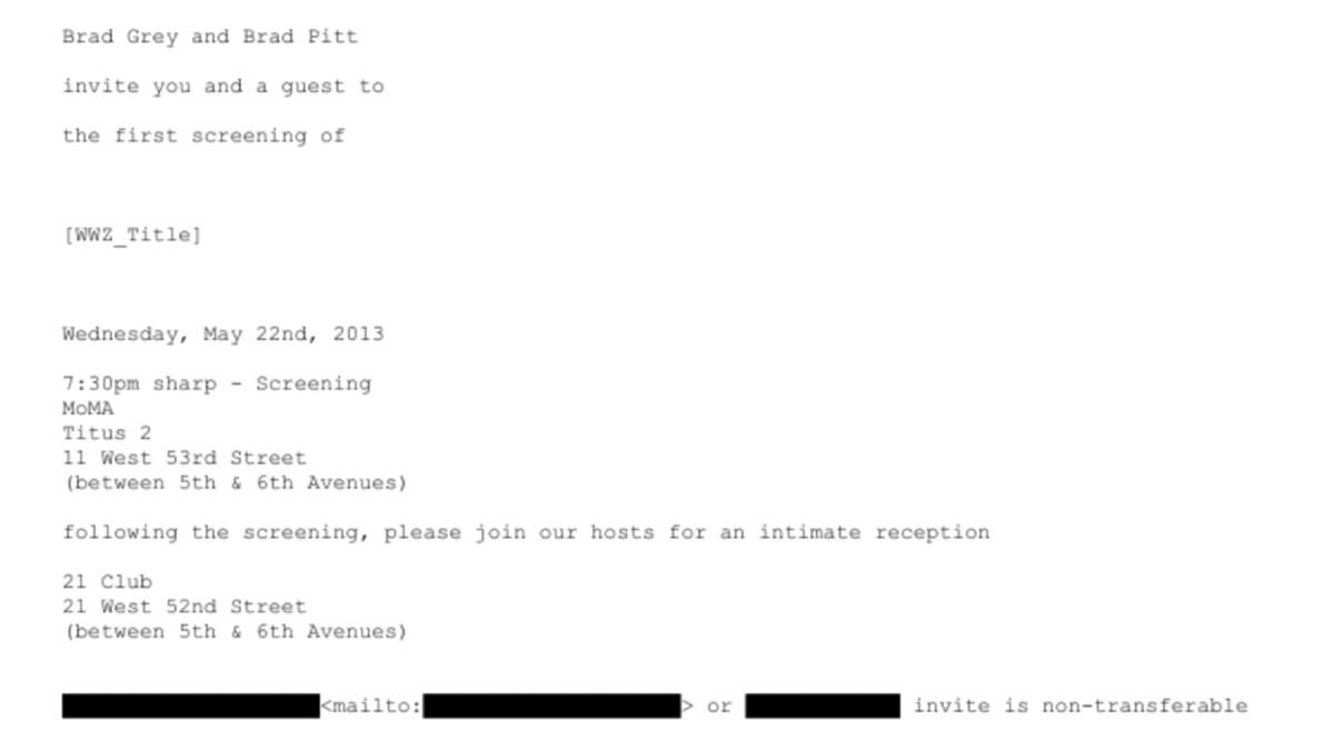 Screenshot of premiere invite