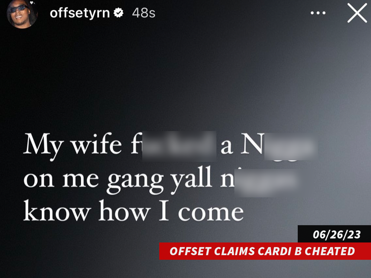 offset instagram strory on cardi b