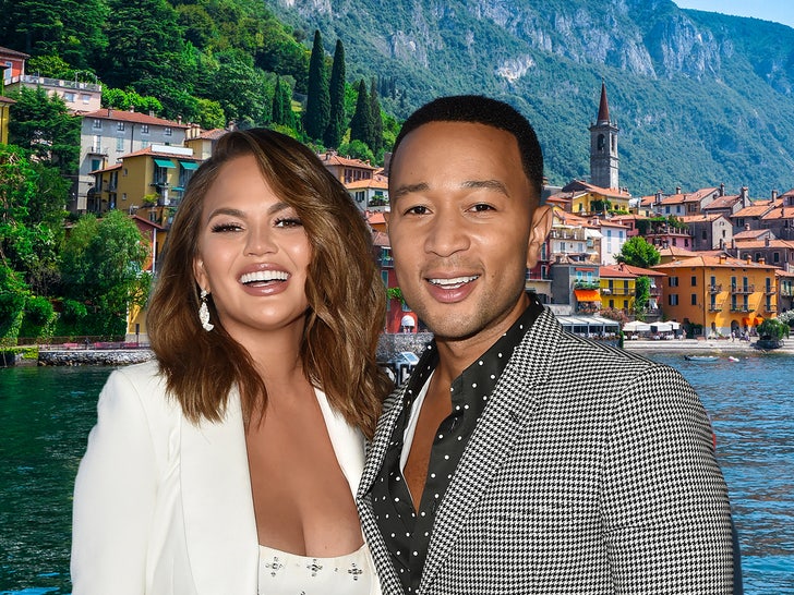 John Legend and Chrissy Teigen lake como