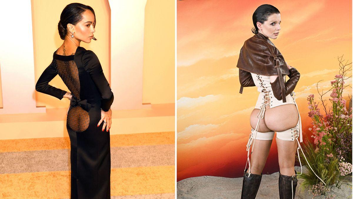 Split photos of Zoe Kravitz and Julia Fox