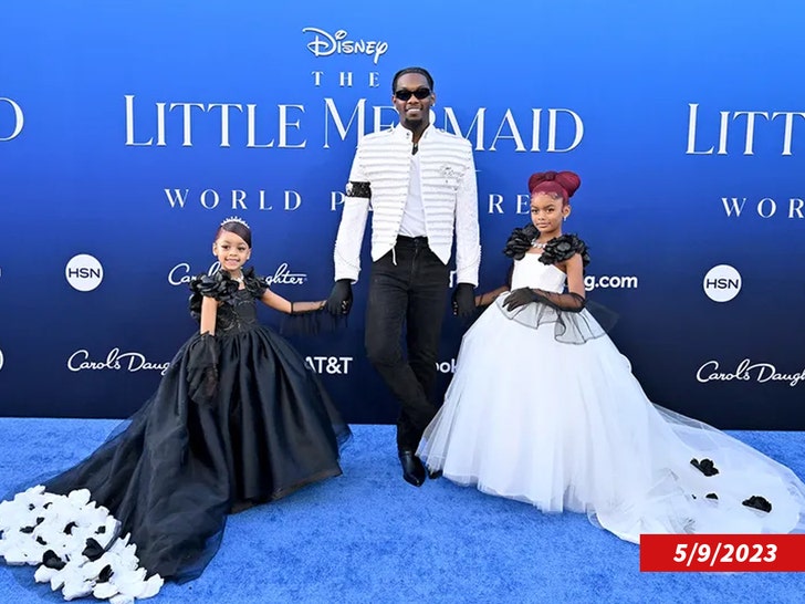 offset little mermaid premiere with kids getty 1