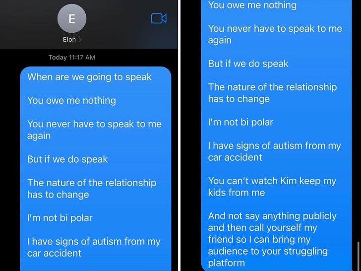 elon musk and kanye west texts insta 1