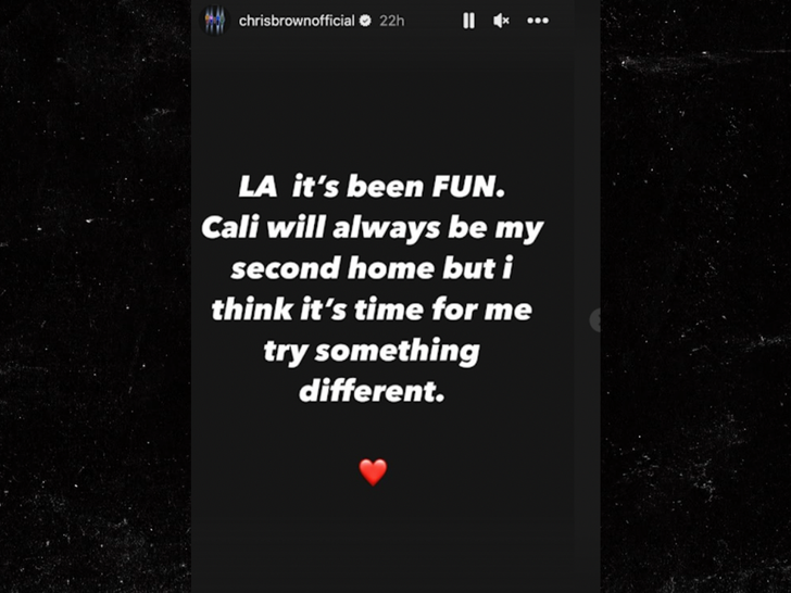 chris brown leaving LA