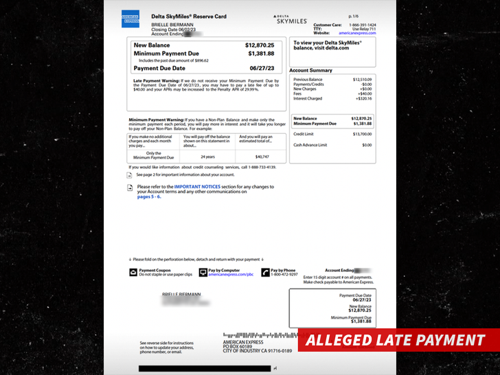 Brielle Biermann late payment