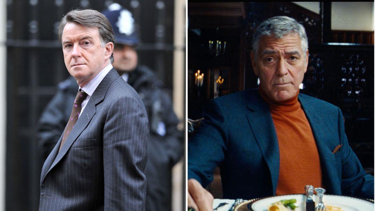 Split photo of George Clooney and Lord Peter Mandelson