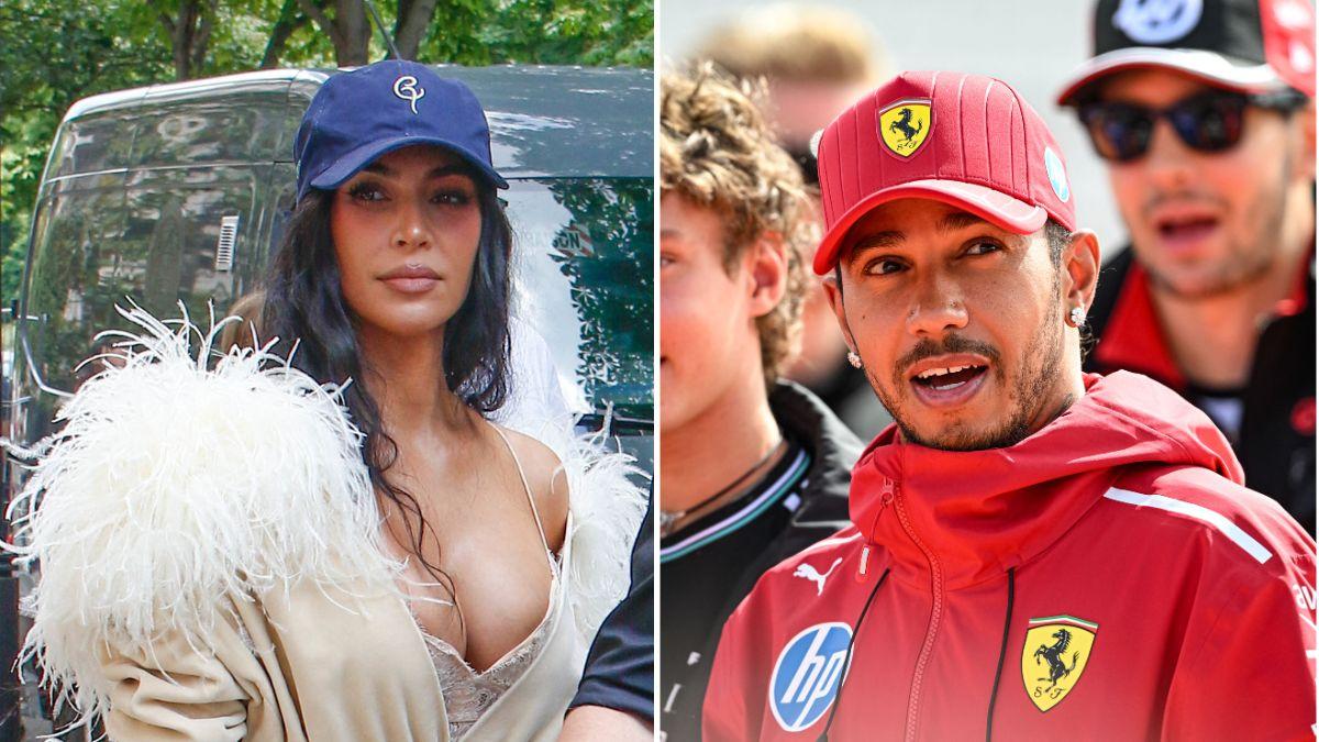 Split photos of Kim Kardashian and Lewis Hamilton